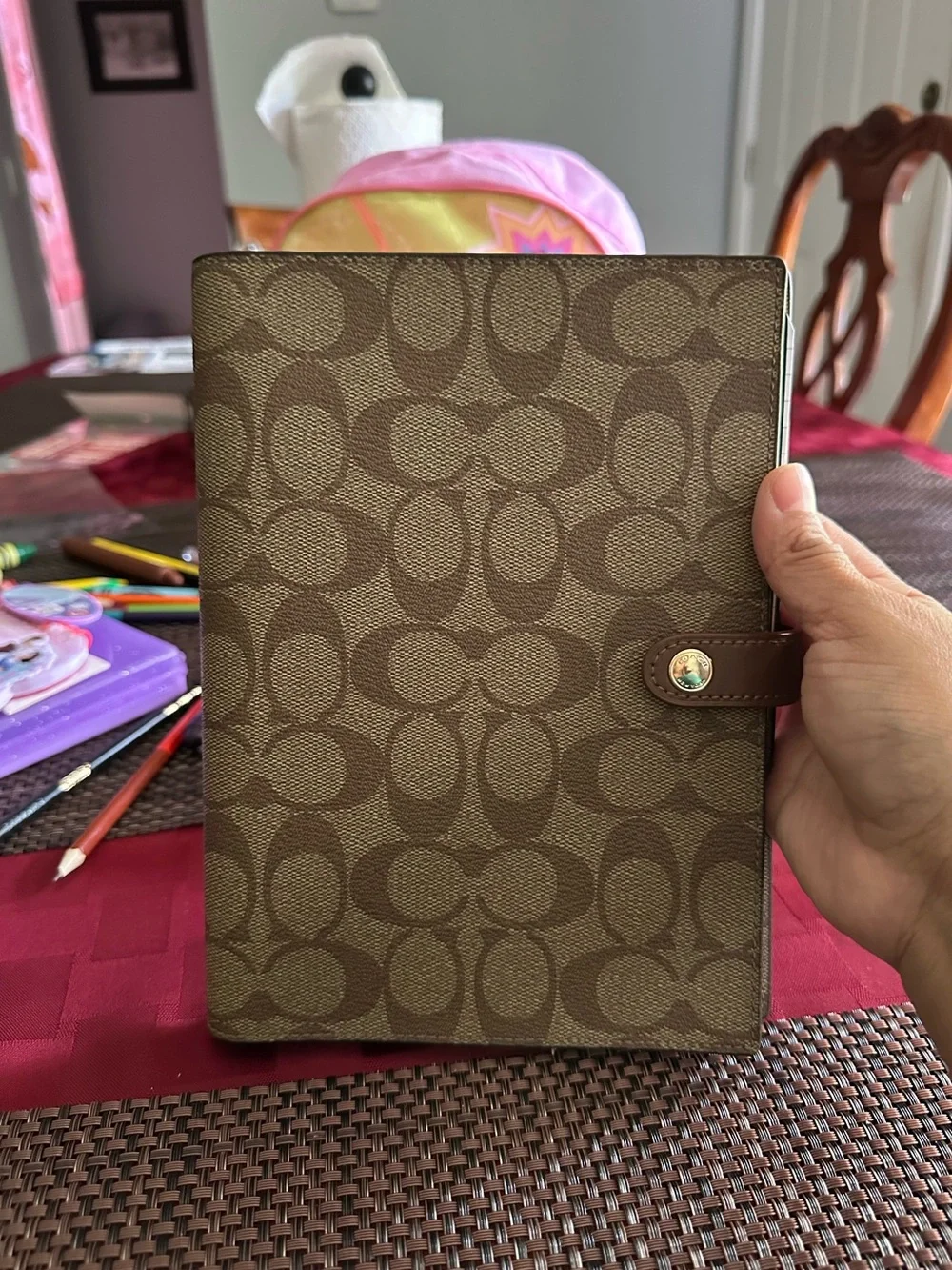 Coach Snap Notebook in signature Canvas